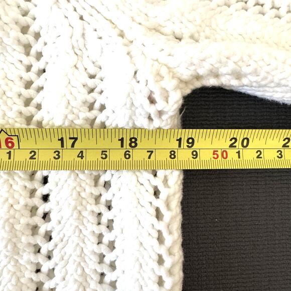 Haven Well Within Open Stitch Johnny Collar Cotton Blend Knit Sweater White - Picture 9 of 13